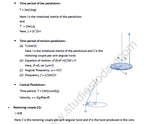 NEET Physics Oscillations Revision Notes